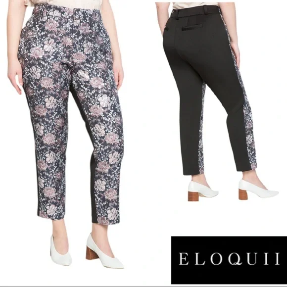 NEW Eloquii Studio Kady Fit Floral Jacquard Pant - Picture 2 of 11